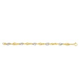 14K Two-Tone Gold Polished & Diamond Cut Interlocking Oval Link Chain